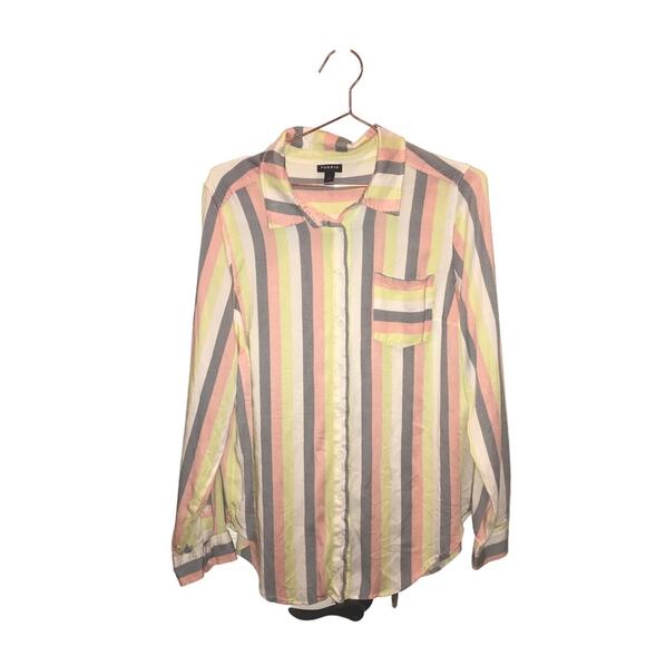 Torrid Multi Stripe Long Sleeve Button Down Shirt size 1 - Picture 2 of 8